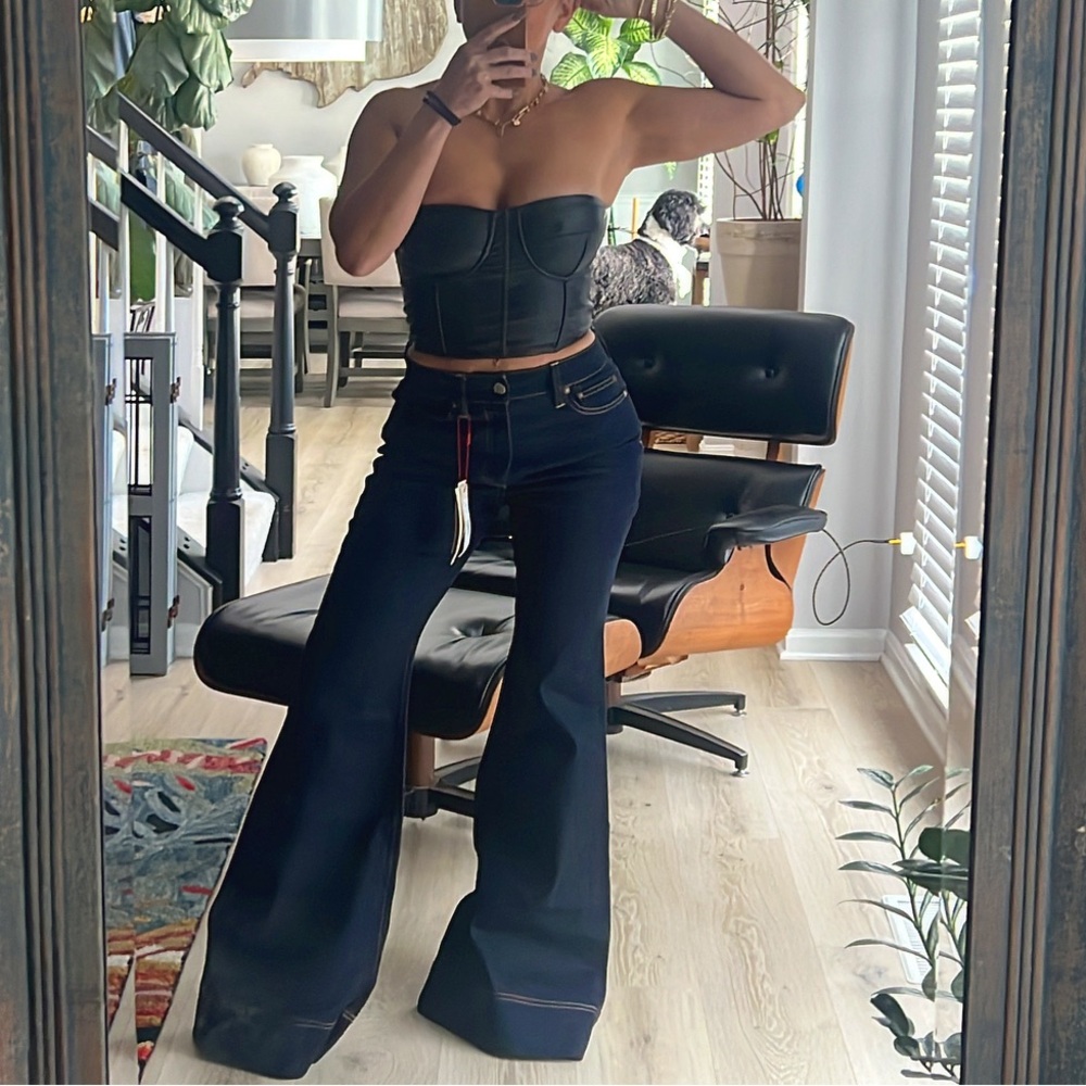 Alice + Olivia Dark Blue Flare Jeans